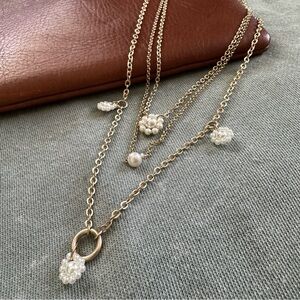 Lucky Brand Gold-Tone Freshwater & Imitation Pearl Flower Layered Necklace